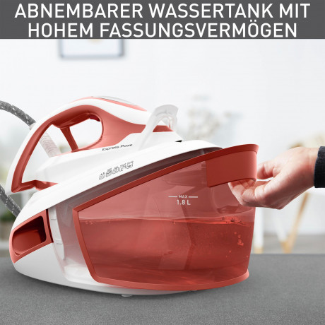 Tefal Tefal Dampfbugelstation SV8110 Express Power, 1800 ml Wassertank, 420 g/Min. extra Dampfstoss, ideal fur alle Textilien, Kalk-Kollektor Паровая гладильная станция Tefal SV8110 Express Power, резервуар для воды 1800 мл, 420 г/мин. дополнительный пар