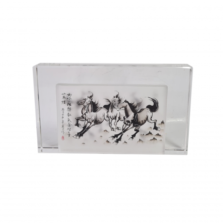 Декоративная 3Д картина в стекле "Лошади. Китай", 18,5 x 3 x 11,5 см, Германия, 1960-70гг.  