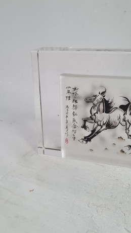 Декоративная 3Д картина в стекле "Лошади. Китай", 18,5 x 3 x 11,5 см, Германия, 1960-70гг.  