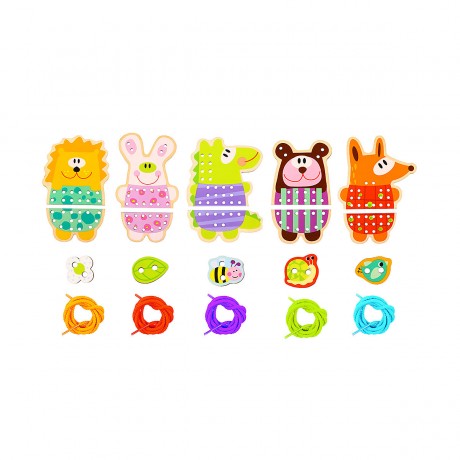 Tooky Toy Spielzeug Nahspiel Holz-Tiere TL417 Motorikspielzeug Игрушка крупного плана Деревянные животные TL417 Игрушка на моторику