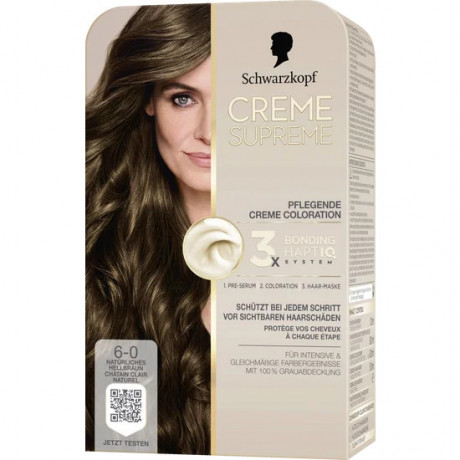 Schwarzkopf Creme Supreme Pflegende Creme Coloration 6-0 Natuerliches Hellbraun, 1 St., Schwarzkopf Creme Supreme стойкая ухаживающая крем-краска для волос 6-0 Натуральный светло-коричневый, 1 шт.