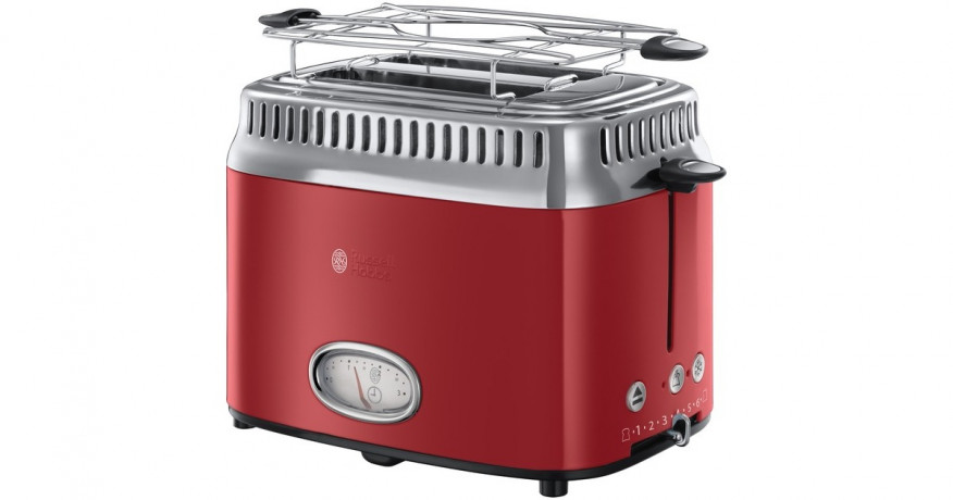 Russell Hobbs Russell Hobbs Retro Ribbon Red Toaster rot/edelstahl, 1.300 Watt, fur 2 Scheiben Toast rot/edelstahl Тостер Russell Hobbs Retro Ribbon Red, красный/нержавеющая сталь, 1300 Вт, для 2 тостов