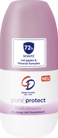 CD Pure & Protect Roll-on Fresh Blossom 50 ml, Шариковый антиперспирант без спирта с цветочным ароматом, защита от пота и запаха до 72 часов, 50 мл
