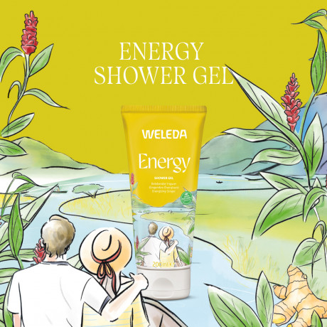 WELEDA Aroma Shower Energy Duschgel, 200 ml, Гель для душа Aroma Shower Energy с имбирём, цитронеллой и кедром, 200 мл