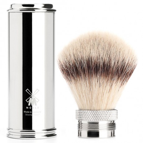 Muhle TRAVEL Reiserasierpinsel Silvertip Fibres© silver Дорожный помазок TRAVEL Silvertip Fibres© серебристый