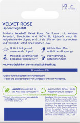 Labello Velvet Rose, Бальзам для губ с маслом ши для питания и смягчения, розовый оттенок и аромат розы, 4,8 г