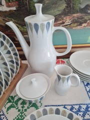 Thomas Чайный фарфоровый набор &quot;Листья&quot; в зелено-синих тонах, Германия, 1960-70гг.