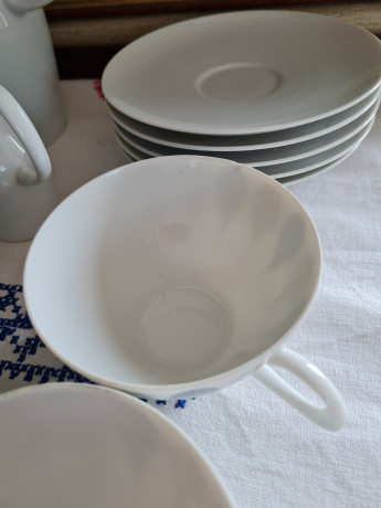 Thomas Чайный фарфоровый набор "Листья" в зелено-синих тонах, Германия, 1960-70гг.