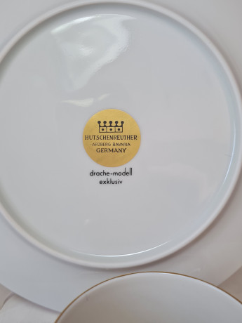 Hutschenreuther Arzberg Bavaria Фарфоровое чайное трио в красных тонах с золотым узором, Германия, 1960-70гг.