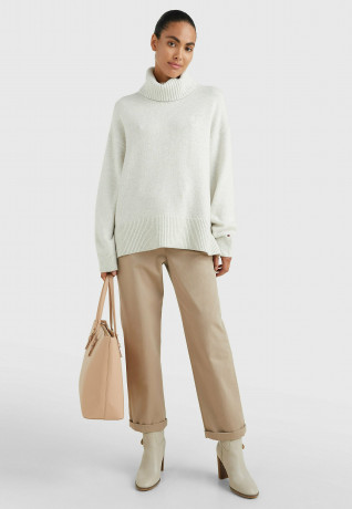 Tommy Hilfiger ROLL-NK Jumper white dove heather РОЛЛ-НК джемперы белый голубь вереск