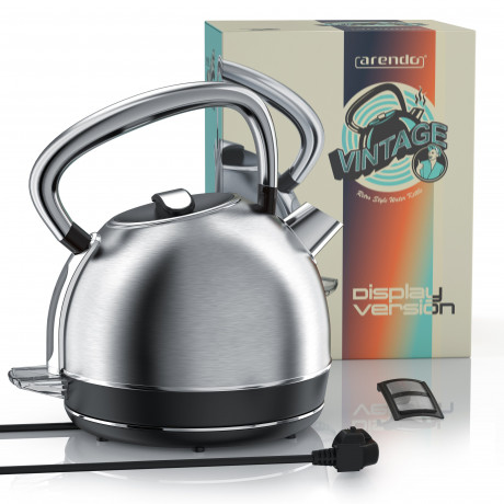 Arendo Arendo Wasserkocher, 1,7 l, 2200 W, Edelstahl Retro Style Vintage, LED Temperaturanzeige, silber Чайник Arendo, 1,7 л, 2200 Вт, нержавеющая сталь, винтажный стиль ретро, ??светодиодный индикатор температуры, серебристый