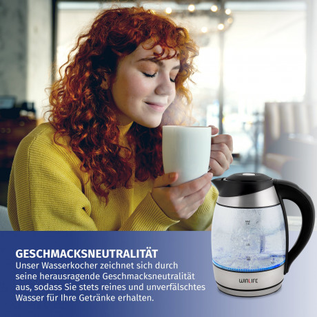 Sparsando Sparsando Wasserkocher Glaswasserkocher Edelstahl mit LED-Temperaturanzeigebeleuchtung, 1.8 l, 2200,00 W, 23Lx16Bx25Hcm mit Temperatureinstellung 60-100°C Чайник Sparsando стеклянный чайник из нержавеющей стали со светодиодной подсветкой темпер