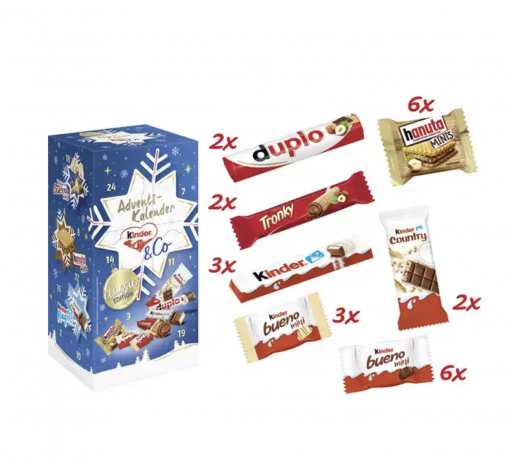 Ferrero Kinder Adventskalender 2025 3stk Адвент-календарь, 24 сладких сюрприза, 3 штуки х 295 грамм