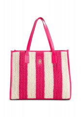 Tommy Hilfiger CITY SUMMER TOTE CROCHET Tote bag bright cerise pink CITY SUMMER TOTE CROCHET Сумка-тоут ярко-вишнево-розовый