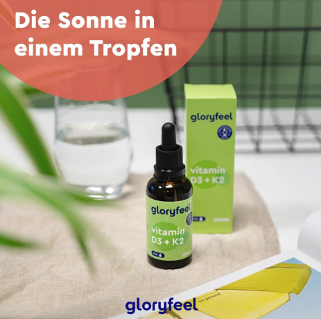 Gloryfeel D3 + K2 50ml, Витамин Д3 К2 для иммунитета и костей, жидкий, 1000ME, 50 мл