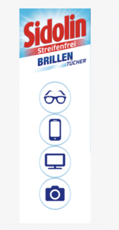 Sidolin Brillenputztucher 50 Stk x 2 packs, Sidolin салфетки для очков и экранов влажные, без разводов, мягкая очистка линз, дисплеев и стекла, 50шт x 2 упаковки