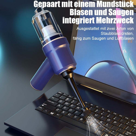 TUABUR TUABUR Akku-Handstaubsauger Kabelloser All-in-One-beleuchteter 3-in-1-Mini-Staubsauger, 8000pa Staubsauger, multifunktionaler Akku-Handstaubsauger mit LED-Beleuchtung, Geeignet fur Autos, Wohnungen und Buros Blau Беспроводной ручной пылесос TUABUR 