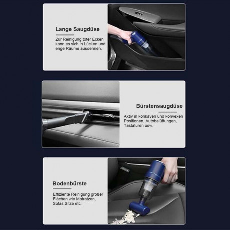 TUABUR TUABUR Akku-Handstaubsauger Kabelloser All-in-One-beleuchteter 3-in-1-Mini-Staubsauger, 8000pa Staubsauger, multifunktionaler Akku-Handstaubsauger mit LED-Beleuchtung, Geeignet fur Autos, Wohnungen und Buros Blau Беспроводной ручной пылесос TUABUR 