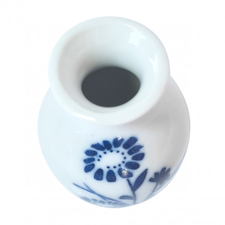 Kwangdong Винтажная белая ваза в китайском стиле "Синие цветы", 7см x 4см, Китай, 1960-70гг.