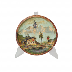 Декоративная тарелка винтажное, резьба по дереву, ручная работа, 18 x 2,5 см, Германия, 1960-70гг.