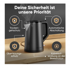 Profi Cook Wasserkocher Электрический чайник 501293 нержавеющая сталь, мощностью 2200 Вт, с автоотключением, тёмно-серый
