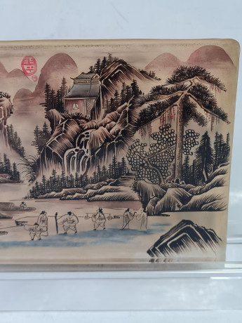 Декоративная 3Д картина в стекле "Горный пейзаж. Китай", 18,5 x 3 x 11,5 см, Германия, 1960-70гг. 