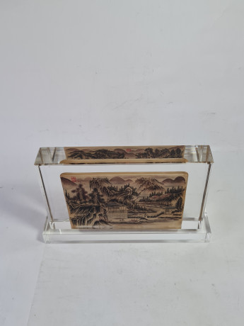 Декоративная 3Д картина в стекле "Горный пейзаж. Китай", 18,5 x 3 x 11,5 см, Германия, 1960-70гг. 