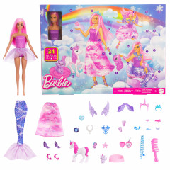 Barbie Adventskalender 2026 mit Modepuppe und 24 Ueberraschungen, Barbie Адвент-календарь 2026 с куклой, одеждой, питомцами и аксессуарами, 24 сюрприза