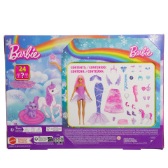 Barbie Adventskalender 2026 mit Modepuppe und 24 Ueberraschungen, Barbie Адвент-календарь 2026 с куклой, одеждой, питомцами и аксессуарами, 24 сюрприза