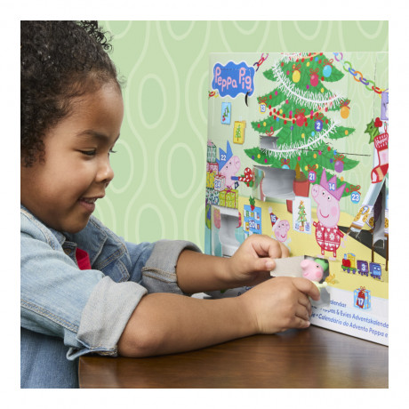 Hasbro Peppa Pig Peppas & Evies Adventskalender 2026, 2 Figuren, 15 Accessoires und 8 Stickerboegen, Hasbro Peppa Pig Адвент-календарь 2026 с фигурками Пеппы и малышки Иви, 15 аксессуарами и 8 листами наклеек