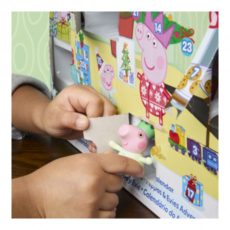 Hasbro Peppa Pig Peppas & Evies Adventskalender 2026, 2 Figuren, 15 Accessoires und 8 Stickerboegen, Hasbro Peppa Pig Адвент-календарь 2026 с фигурками Пеппы и малышки Иви, 15 аксессуарами и 8 листами наклеек