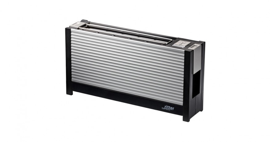 ritter ritter Langschlitz-Toaster volcano 3 aluminium/schwarz, 1.000 Watt, fur 2 Scheiben Toast aluminium/schwarz Тостер Ritter Volcano 3 с длинными слотами, алюминий/черный, 1000 Вт, на 2 ломтика тостов