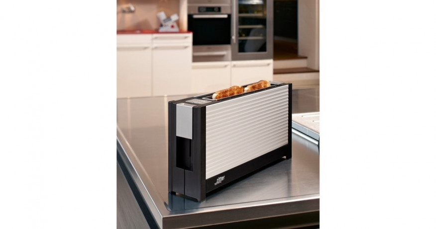 ritter ritter Langschlitz-Toaster volcano 3 aluminium/schwarz, 1.000 Watt, fur 2 Scheiben Toast aluminium/schwarz Тостер Ritter Volcano 3 с длинными слотами, алюминий/черный, 1000 Вт, на 2 ломтика тостов