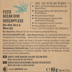 SANTE Feste OCEAN DIVE Duschpflege Bio-Aloe Vera &amp; Meersalz, 80 g, Санте Твёрдое средство для душа Ocean Dive с био-алоэ вера и морской солью, 80 г