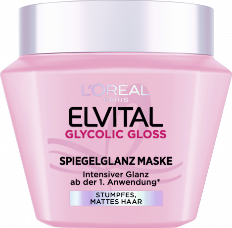 L'Oreal Paris Elvital Glycolic Gloss Spiegelglanz Maske, 300 ml, Маска для тусклых волос с 12% комплексом Gloss и гликолевой кислотой, зеркальный блеск за 3 минуты, 300 мл