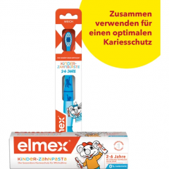 elmex Kinder Zahnpasta &amp; Zahnbuerste 2-6 Jahre Multipack, Детский набор Kinder: мягкая зубная щётка и зубная паста, 2–6 лет