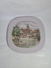 Тарелка декоративная винтажная Karlsruhe / Majolika с кракелюром &quot;Sangerbund 75 лет&quot;, ручная роспись, керамика, 30 см, Германия, 1988 г.