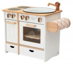 Erst-Holz Kinderkuche weiss hochwertig Massivholz liebevoll gestaltete Spielkuche Детская кухня белого цвета из высококачественного массива дерева