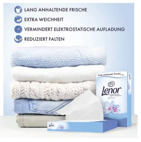 Lenor Trockentucher Ленор Ароматизирующие салфетки для сушильной машины, "Апрельская свежесть",  34 шт.