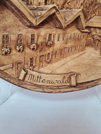 Резная настенная 3D тарелка Миттенвальда, ручная работа, 15 x 2 см, Германия, 1960-70гг.