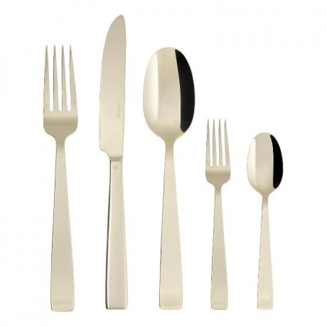 Sambonet Sambonet Flat - Edelstahl / PVD champagnerfarben Besteckset 30-tlg. Vollheft / Monoblock Sambonet Flat - набор столовых приборов из нержавеющей стали / PVD цвета шампанского, 30 предм. Полный буклет/моноблок