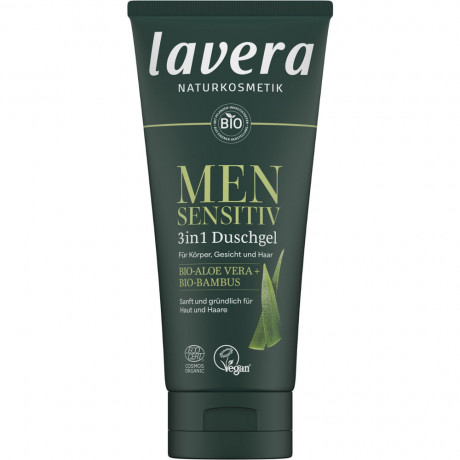 LAVERA Men sensitiv 3in1 Duschgel, 200 ml, Лавера Гель для душа для чувствительной мужской кожи, био-алоэ вера, 200 мл