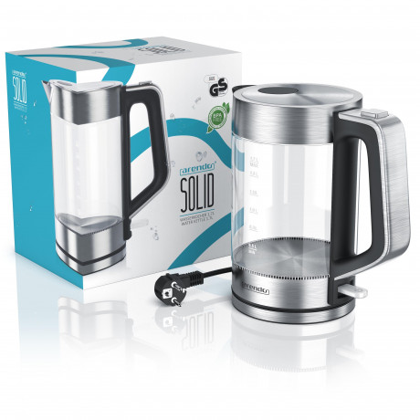 Arendo Arendo Wasserkocher, 1,7 l, 2200 W, Edelstahl Glas, Cool-Touch-Griff, Uberhitzungs- Trockengehschutz Чайник Arendo, 1,7 л, 2200 Вт, стекло из нержавеющей стали, ручка Cool Touch, защита от перегрева и выкипания.
