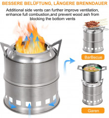 flowgoer flowgoer Gaskocher Campingkocher Holzofen Mini Holzvergaser Faltbar, Tragbar Kompakt Hobo Kocher fur Picknick BBQ Camping Wandern Reisen  Flowgoer Газовая плита Кемпинговая печь Дровяная печь Мини дровяной карбюратор Складная портативная компактн