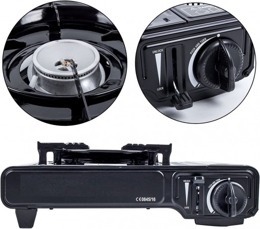 JUNG JUNG Gaskocher mobiler Campingkocher Gaskocher + 8 Kartuschen Gas, Autark verwendbar, (Gaskocher Notfall, Kartuschenkocher, Butangaskocher, praktischem Transportkoffer, erhitzen aufwarmen Lebensmittel), mobiler Gaskocher, Outdoor geeignet Camping Ko