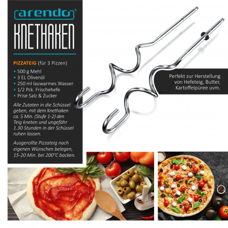 Arendo Arendo Handmixer, 500 W, Elektrischer Handruhrer inkl. 2 Quirle  2 Knethaken, Handruhrgerat  Ручной миксер Arendo, 500 Вт, электрический ручной миксер, включая 2 венчика и 2 крюка для теста, ручной миксер