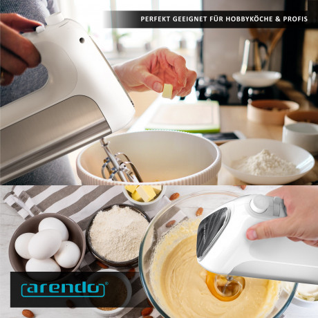 Arendo Arendo Handmixer, 500 W, Elektrischer Handruhrer inkl. 2 Quirle  2 Knethaken, Handruhrgerat  Ручной миксер Arendo, 500 Вт, электрический ручной миксер, включая 2 венчика и 2 крюка для теста, ручной миксер