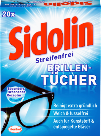 Sidolin Brillenputztucher Streifenfrei, 20 х 10stk Sidolin Extra Soft влажные салфетки для очков и оптики (Германия), анти-жир, без разводов, для линз и экранов, 20 шт x 10 упаковок