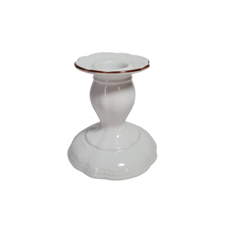 Подсвечник винтажный Seltmann Weiden, белый с золотой каймой, фарфор, 10 x 9 см, Германия, 1960-70гг.