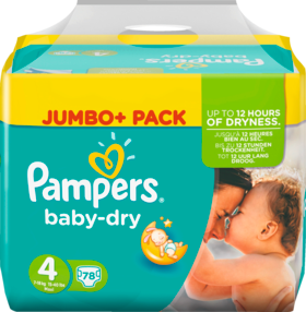 Pampers Baby-Dry Подгузники Размер 4 Maxi 7-18kg Jumbo+ Pack, 78 шт